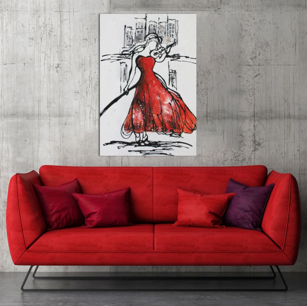 Red Night's Violin | Figurative Art