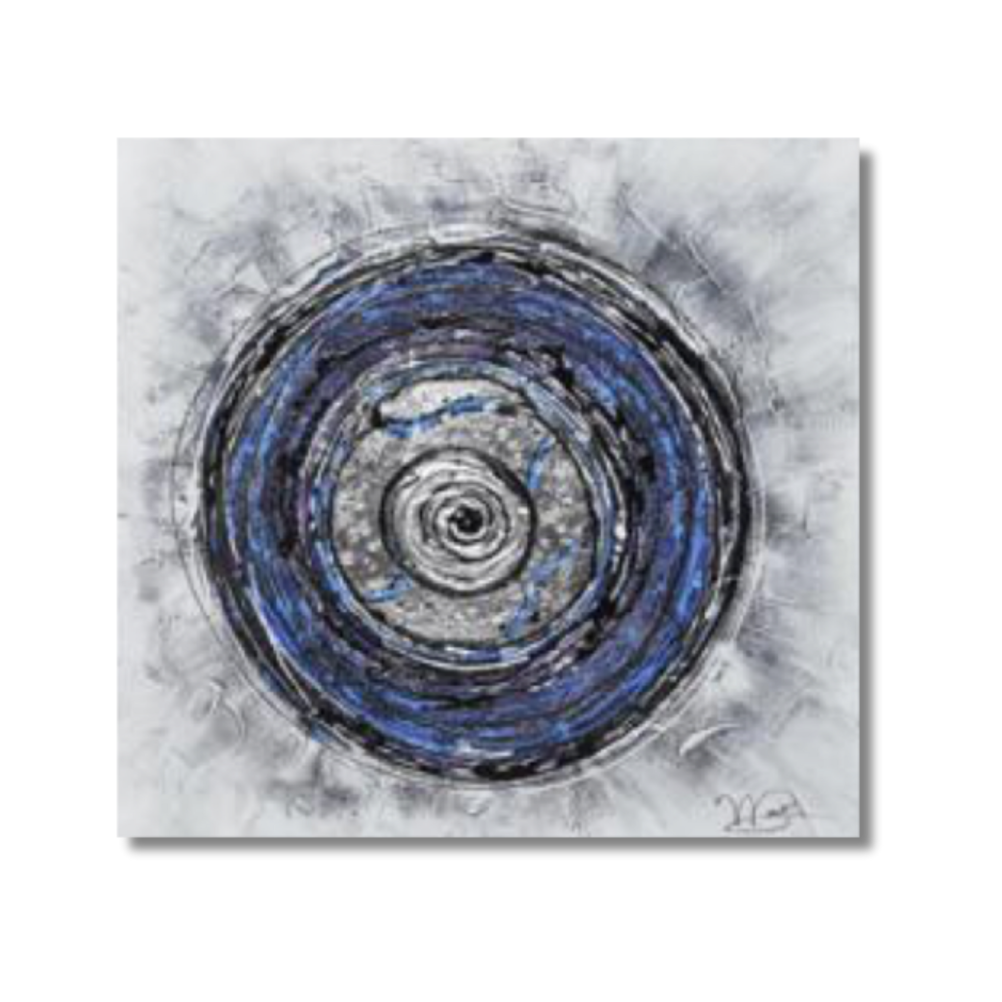 Blue Spiral Mix Media Abstract