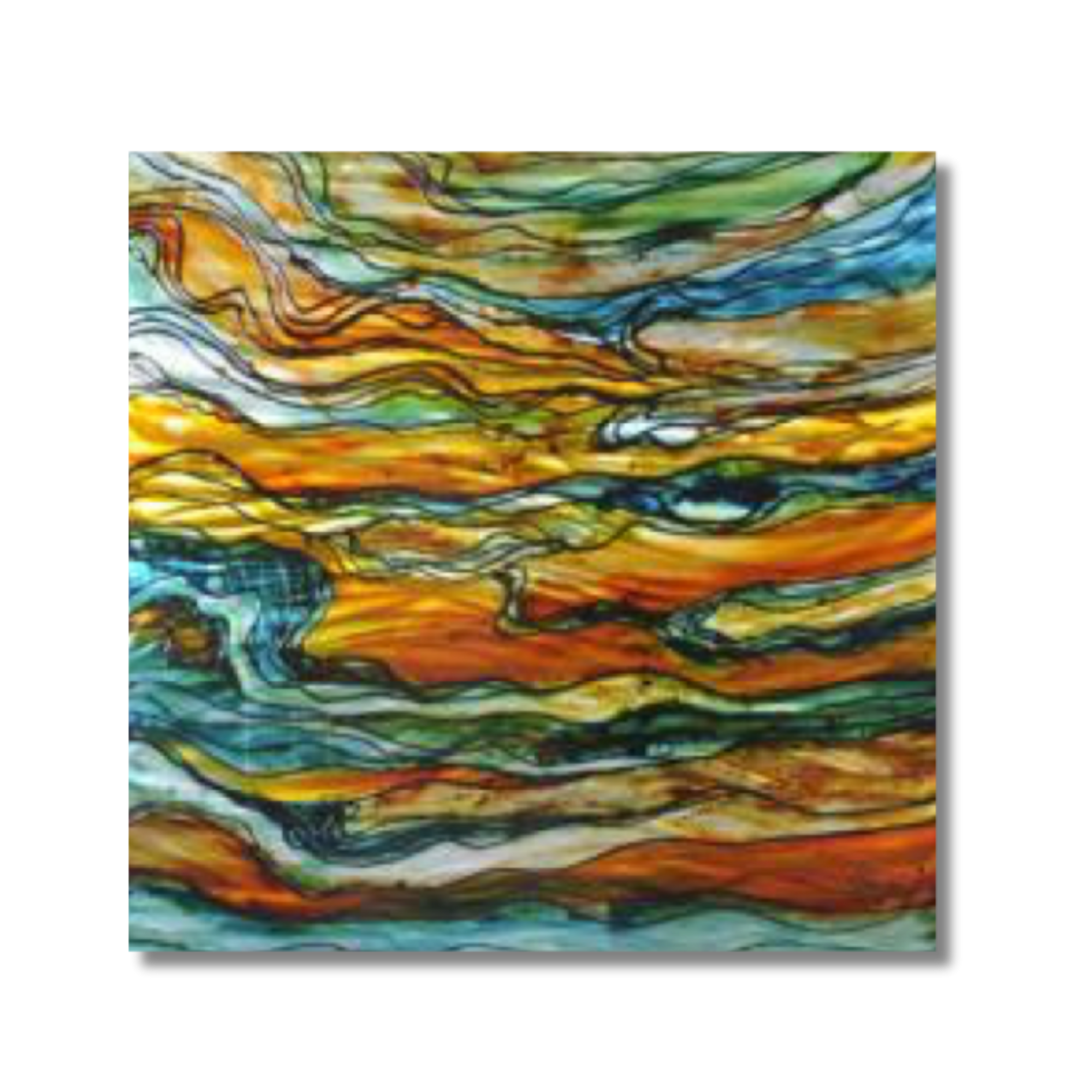 Oil Abstract in green on Metal canvas