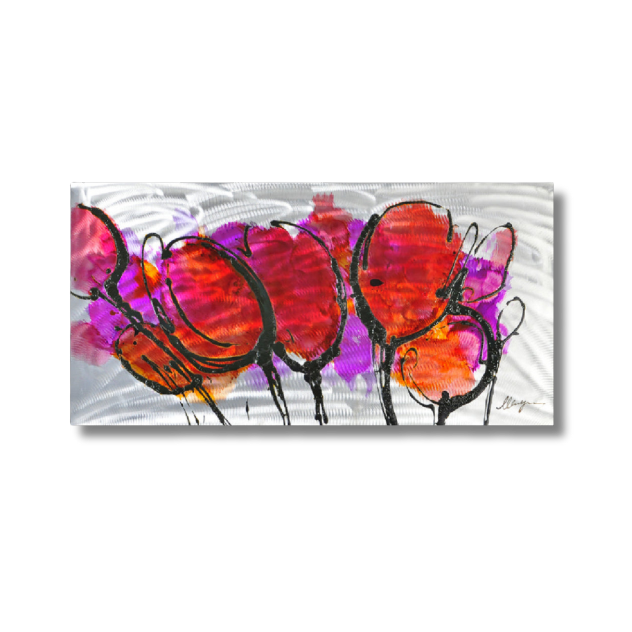 Pink Poppy on Metal Canvas