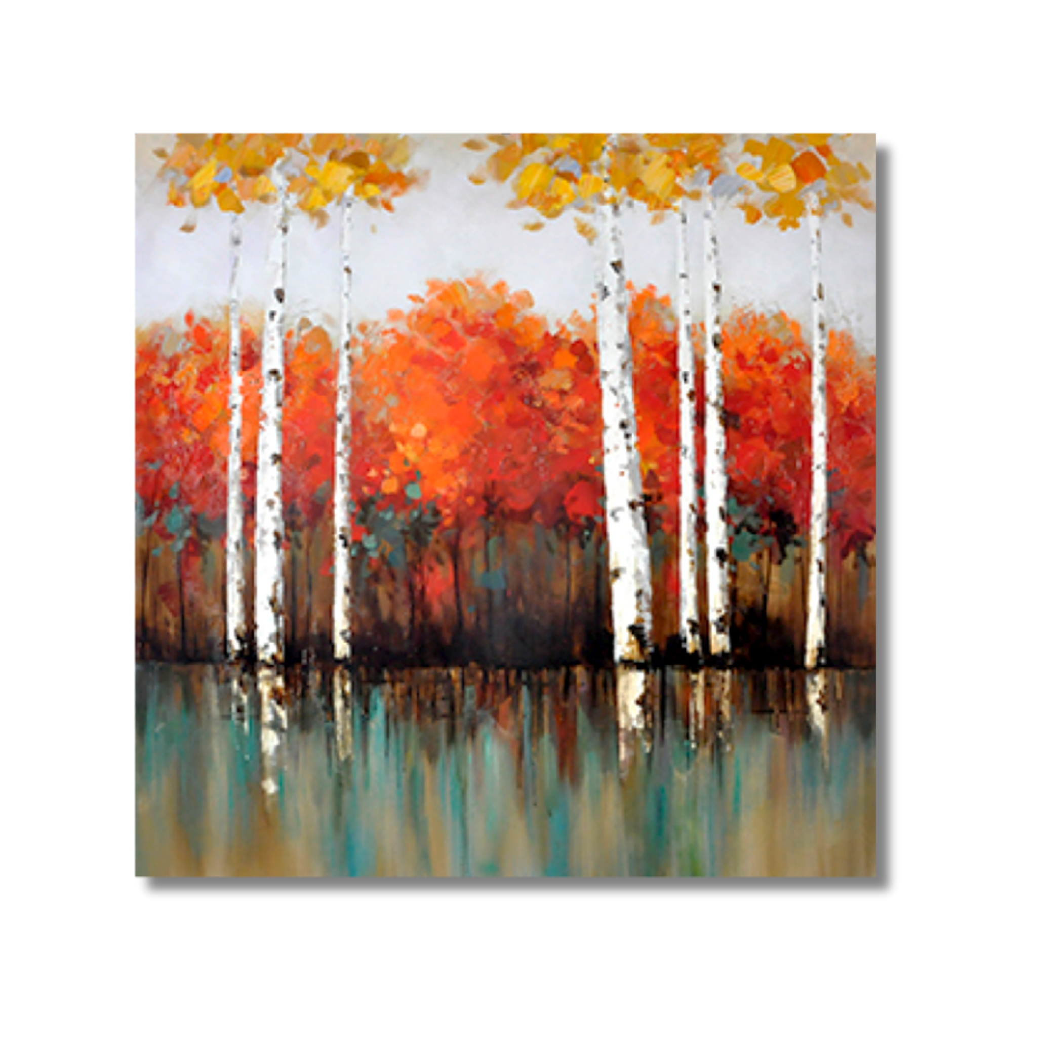 Red Mapple Trees Landscape Oil Painting