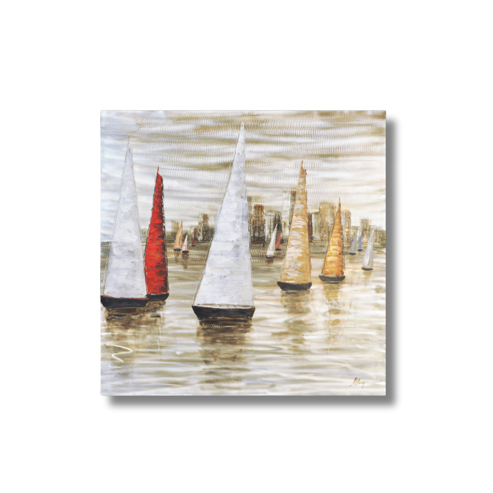 Sailing Boats on Metal Canvas