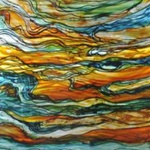Oil Abstract in green on Metal canvas - paintingsonline.com.au