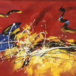 Yellow Red Abstract Oil Painting - paintingsonline.com.au